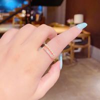 Long-lasting Color Retention Korean Micro-inlaid Zircon Pearl Opening Adjustable Fashion Ring main image 3