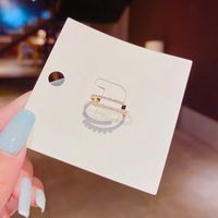 Long-lasting Color Retention Korean Micro-inlaid Zircon Pearl Opening Adjustable Fashion Ring main image 4