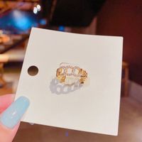 [chapado En Oro Grueso] Retención De Color De Larga Duración Estilo Coreano Micro-incrustado Hueco Zircon Abierto Anillo De Moda De Estilo Coreano Ajustable De Las Mujeres main image 4