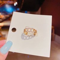 [thick Gold Plating] Long-lasting Color Retention Korean Style Micro-inlaid Hollow Zircon Open Adjustable Women's Korean-style Fashion Ring main image 4