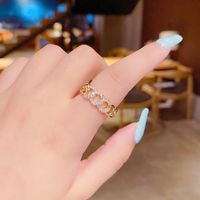 [thick Gold Plating] Long-lasting Color Retention Korean Style Micro-inlaid Hollow Zircon Open Adjustable Women's Korean-style Fashion Ring main image 5
