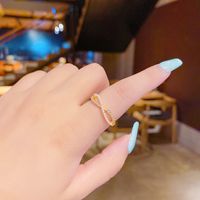 [thick Gold Plating] Long-lasting Color Retention Korean Style Micro-inlaid 8-word Zircon Opening Adjustable Women's Korean-style Fashion Ring main image 5