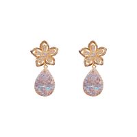 Micro-inlaid Zircon Flower Pendant Earrings Korean Of Water Drop Earrings Jewelry main image 6