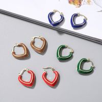 Autumn And Winter Trendy European And American Popular Fashionable Alloy Dripping Oil Love Heart Earrings Special-interest Design Three-dimensional Peach Heart Date Earrings main image 1
