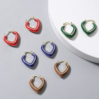 Autumn And Winter Trendy European And American Popular Fashionable Alloy Dripping Oil Love Heart Earrings Special-interest Design Three-dimensional Peach Heart Date Earrings main image 3