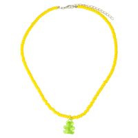 Dongdaemun New Bear Necklace Candy Color Resin Pendant Clavicle Chain College Style Bead Cartoon Neck Chain main image 1