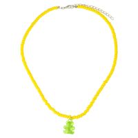 Dongdaemun New Bear Necklace Candy Color Resin Pendant Clavicle Chain College Style Bead Cartoon Neck Chain main image 2