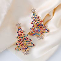 55839 European And American New Creative Christmas Gift Halloween Diamond Christmas Tree Metal Alloy Earrings Earrings main image 6