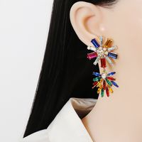 New Geometric Flower Hollow Diamond Earrings Pendant Earrings Personality Bohemian Ear Jewelry main image 3