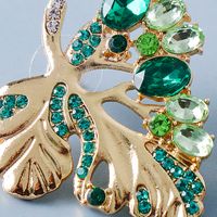 European And American New Style Spring Green Leaf Alloy Diamond Earrings Personality Exaggerated Earrings main image 4