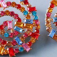 Neue Kreative Übertriebene Ohrringe Kreisfarbe Diamant Tropfenförmige Perlenanhänger Ohrringe main image 4