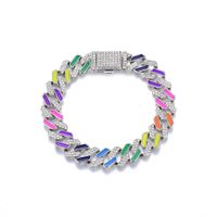 European And American Cuban Necklace 12mm Diamond-shaped Colorful Rainbow Bracelet main image 4