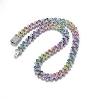 European And American Cuban Necklace 12mm Diamond-shaped Colorful Rainbow Bracelet main image 5