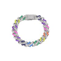 European And American Cuban Necklace 12mm Diamond-shaped Colorful Rainbow Bracelet main image 6