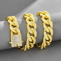 European Hip Hop 18mm Full Diamond Men's Daikin Chain Domineering Exaggerated Miami Cuban Link Chain Hiphop Rap Accessories main image 3