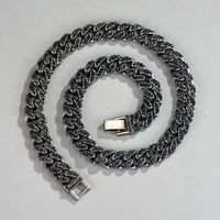 Black Rhinestone Alloy Bold Cuban Chain Bracelet Wholesale main image 1