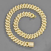 Hip-hop 15mm Hot-selling Alloy Micro-inlaid With Zircon Cuban Chain Necklace main image 4