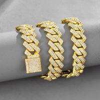 Hip-hop 15mm Hot-selling Alloy Micro-inlaid With Zircon Cuban Chain Necklace main image 6