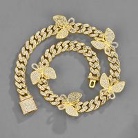 New Butterfly Accessories Cuban Chain 15mm Geometric Hip Hop Bracelet Anklet Necklace main image 1