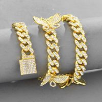 New Butterfly Accessories Cuban Chain 15mm Geometric Hip Hop Bracelet Anklet Necklace main image 3