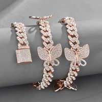 New Butterfly Accessories Cuban Chain 15mm Geometric Hip Hop Bracelet Anklet Necklace main image 4