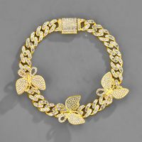 New Butterfly Accessories Cuban Chain 15mm Geometric Hip Hop Bracelet Anklet Necklace main image 5