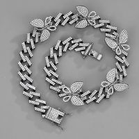 2021 Nouveau Papillon Accessoires Cubain Lien Chaîne 15mm Géométrique Hip Hop Bracelet Cheville Collier À La Mode De Mode Décorations main image 3
