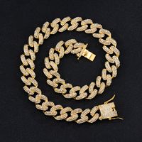 Factory Direct Sales Cross-border Sold Jewelry Hip Hop Rhinestone Necklace Hiphop Trendy Jewelry 19mm Bold Chain Necklace main image 3