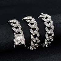 Factory Direct Sales Cross-border Sold Jewelry Hip Hop Rhinestone Necklace Hiphop Trendy Jewelry 19mm Bold Chain Necklace main image 5