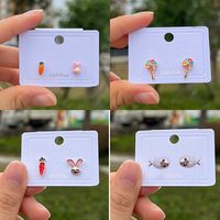 925 Silver Nail Korean Style Ins Simple Stud Earrings Set Spot Fashion Candy Fish Creative Cute Earrings Female main image 2