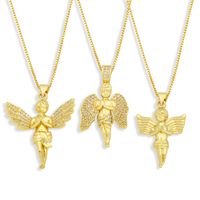 Creative Gold-plated Micro-inlaid Zircon Angel Pendant Copper Necklace main image 1