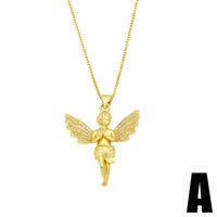 Creative Gold-plated Micro-inlaid Zircon Angel Pendant Copper Necklace main image 3