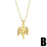 Creative Gold-plated Micro-inlaid Zircon Angel Pendant Copper Necklace main image 4