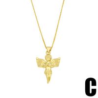Creative Gold-plated Micro-inlaid Zircon Angel Pendant Copper Necklace main image 5