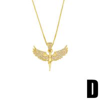 Creative Gold-plated Micro-inlaid Zircon Angel Pendant Copper Necklace main image 6
