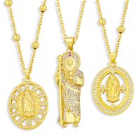 New European And American Ins Trendy Religious Christian Virgin Mary Men And Women Zircon Pendant Necklace Nkz61 main image 2