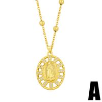New European And American Ins Trendy Religious Christian Virgin Mary Men And Women Zircon Pendant Necklace Nkz61 main image 3