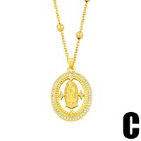 New European And American Ins Trendy Religious Christian Virgin Mary Men And Women Zircon Pendant Necklace Nkz61 main image 5
