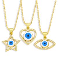 European And American Personalized Minimalist Creative Geometric Hollow Love Five-pointed Star Devil's Eye Necklace Sweater Chain Female Nkz60 main image 1