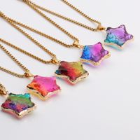 New Multicolor Star Jewelry Color Faceted Crystal Star Pendant Stainless Steel Necklace Wholesale main image 1