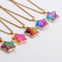 New Multicolor Star Jewelry Color Faceted Crystal Star Pendant Stainless Steel Necklace Wholesale main image 2