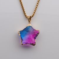New Multicolor Star Jewelry Color Faceted Crystal Star Pendant Stainless Steel Necklace Wholesale main image 3