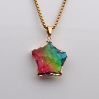 New Multicolor Star Jewelry Color Faceted Crystal Star Pendant Stainless Steel Necklace Wholesale main image 4