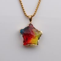 New Multicolor Star Jewelry Color Faceted Crystal Star Pendant Stainless Steel Necklace Wholesale main image 5