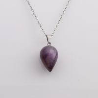 New Amethyst White Crystal Opal Water Drop Pendant Necklace main image 4