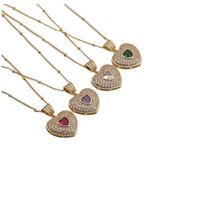 European And American Copper Zircon Heart Pendant Necklace main image 1