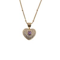 European And American Copper Zircon Heart Pendant Necklace main image 4