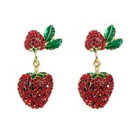 European And American Exaggerated Alloy Inlaid Glass Diamond Strawberry Earrings Wholesale main image 7