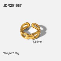 European And American Ins Internet Celebrity Rings Of The Same Style Four Rectangular Buckle Open Ring 18k Gold Plated Stainless Steel Ring For Women sku image 1