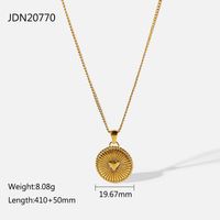 New Gold-plated Stainless Steel Necklace Jewelry Three-dimensional Round Pendant Necklace sku image 1
